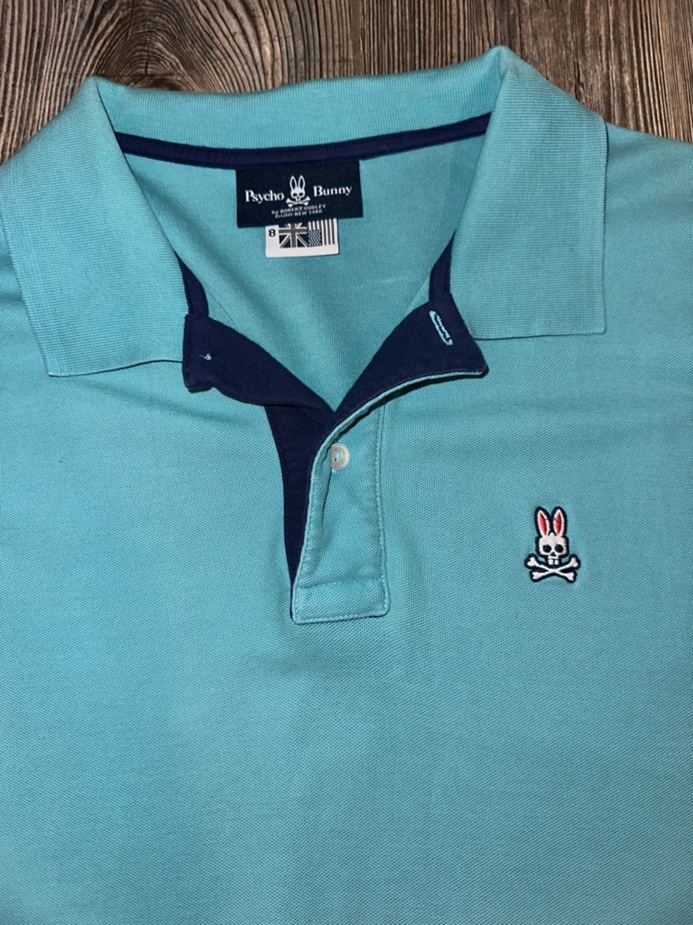 Psycho Bunny Turquoise Polo with Navy Contrast Trim XXL Bold Mischief